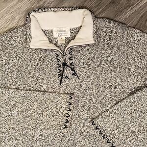 SOLD! Christopher & Banks Hand Embroidered Heathered Gray Quarter Zip Pullover
